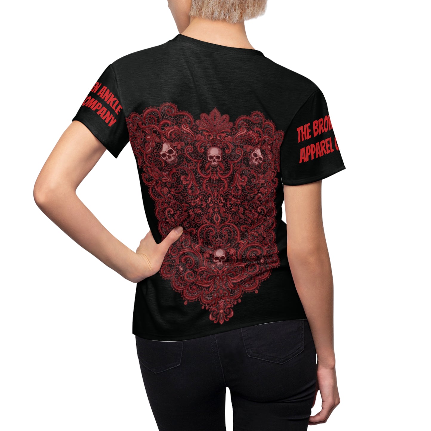 Red Skull Lace Heart Tee