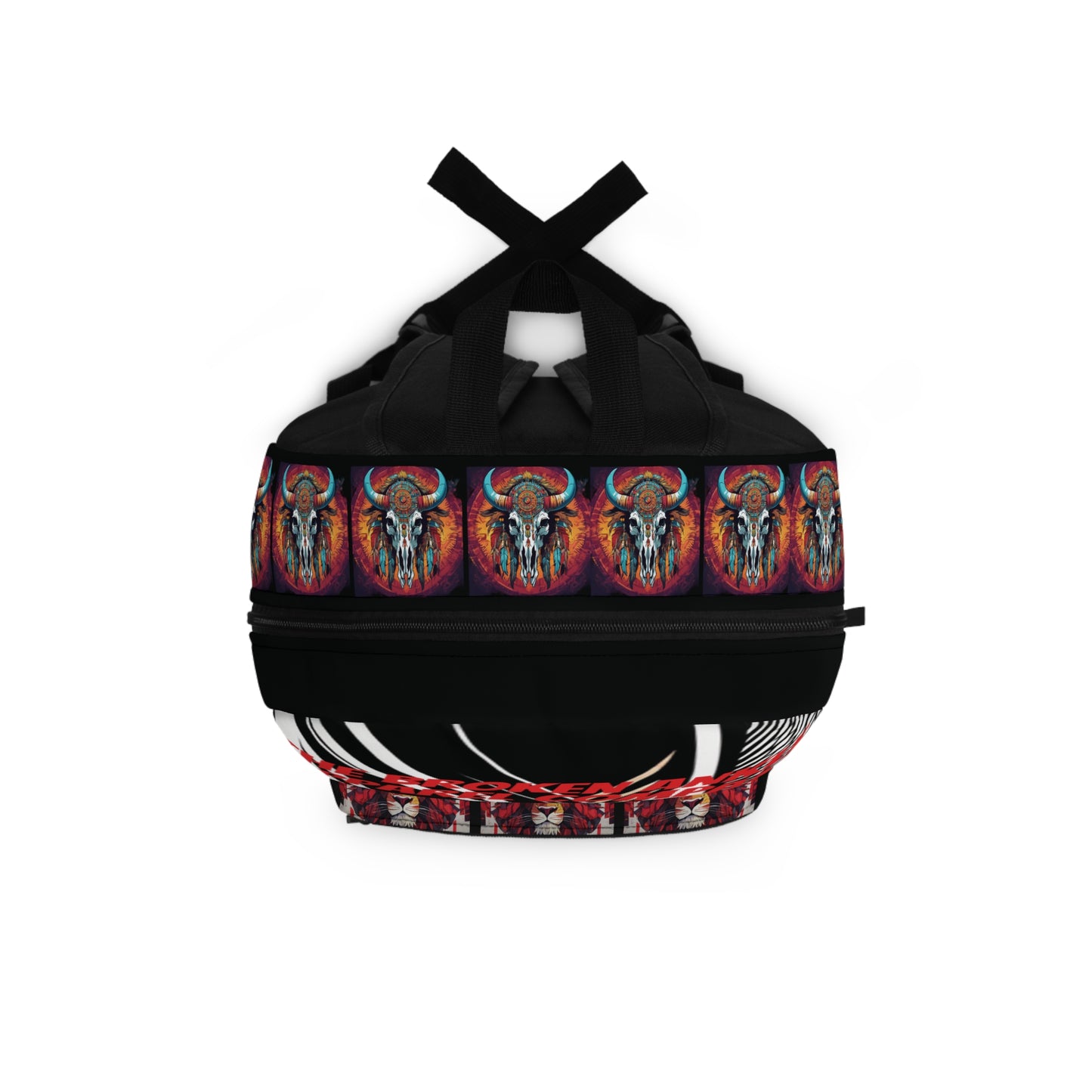 Logo with Red and Black City w/Buffalo Skull Backpack