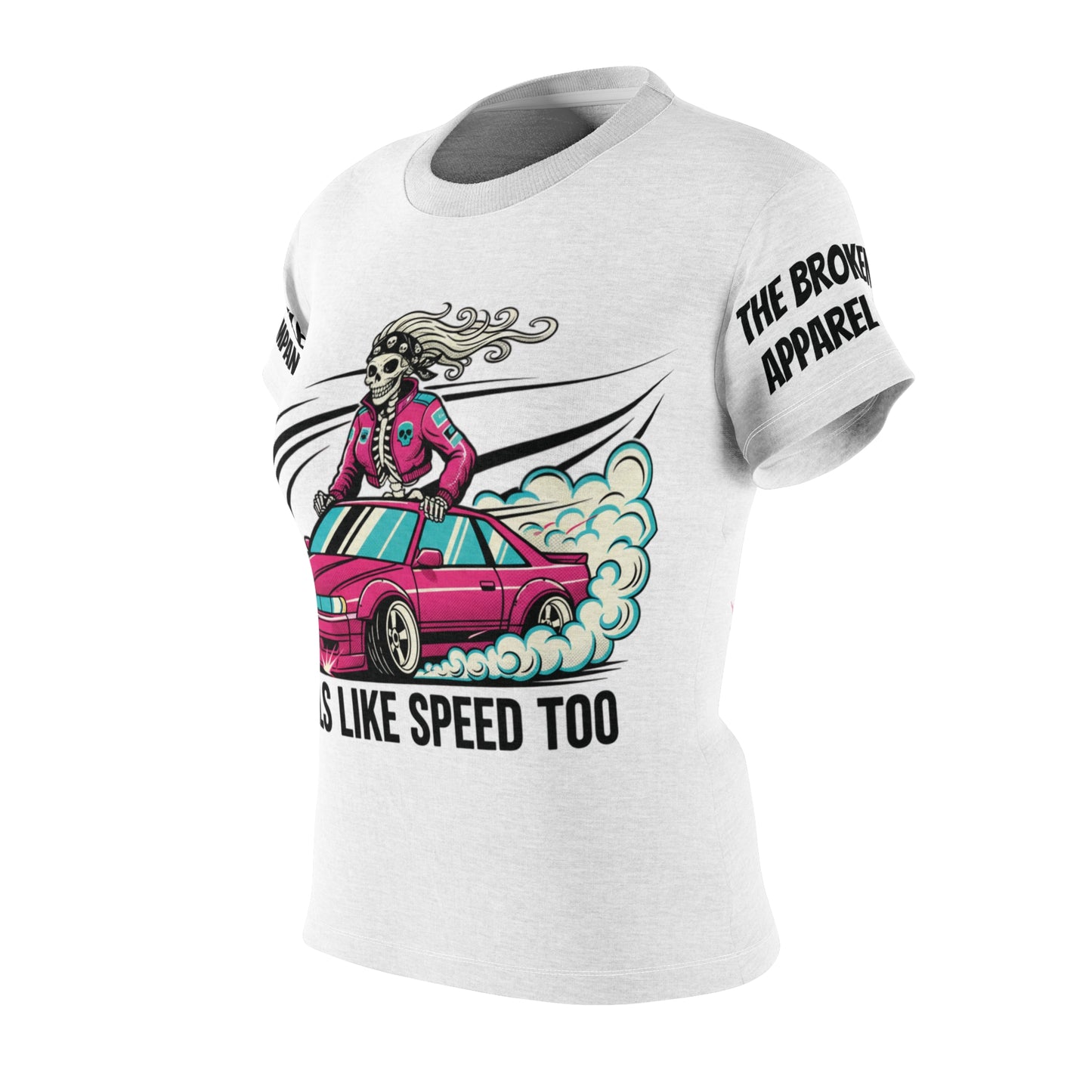 Girls Like Speed Too Drift Car Skeleton Design Tee