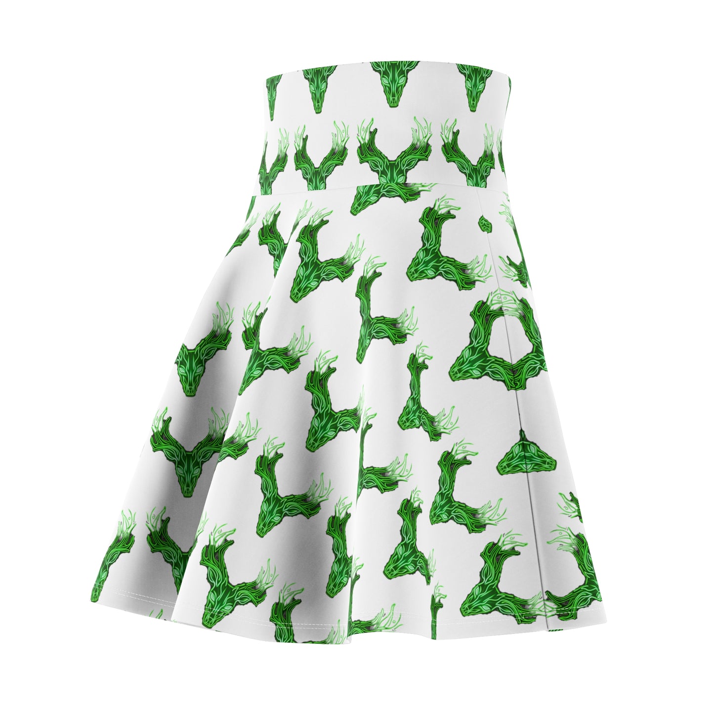 Women's Skater Skirt Neon Green Deer