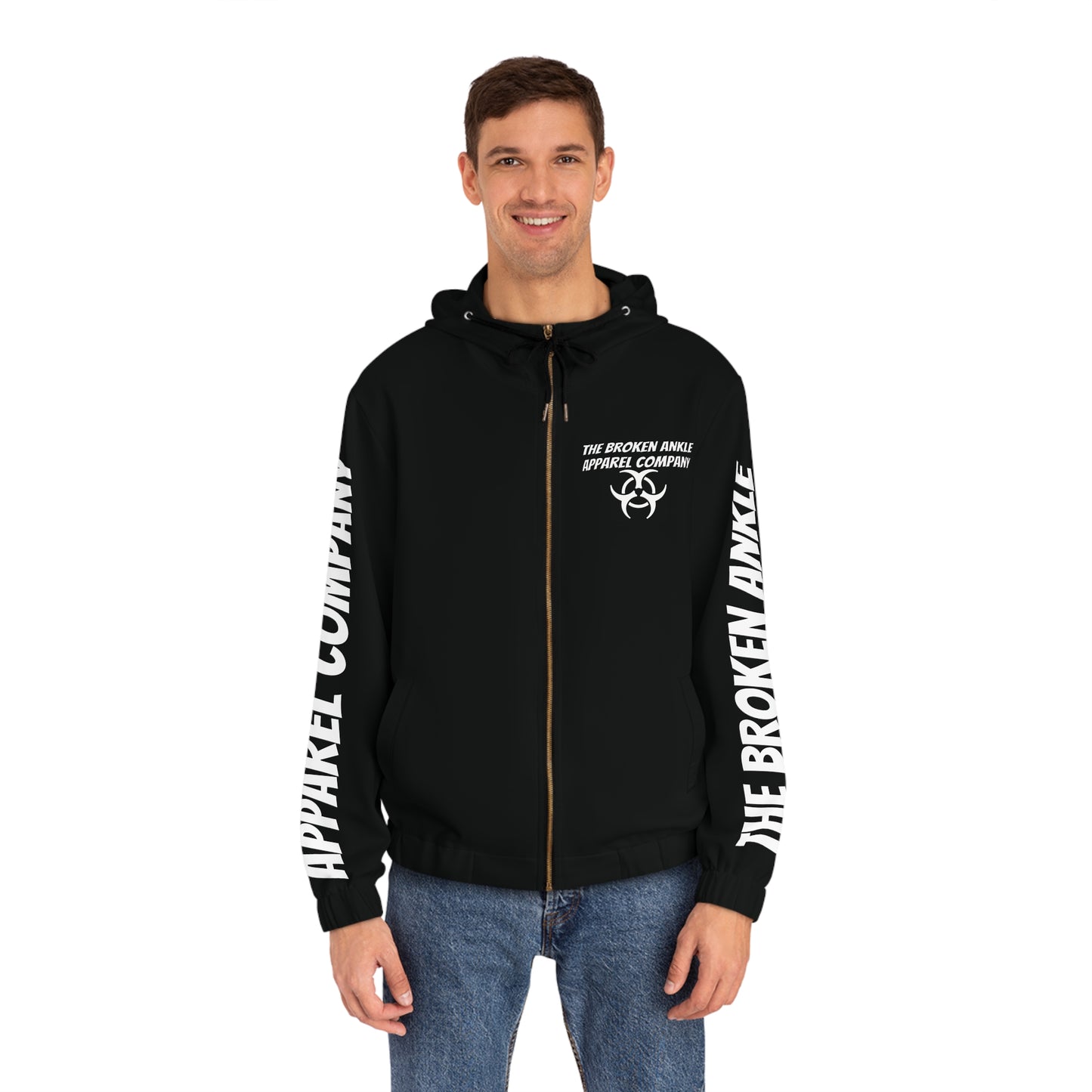 The Broken Ankle Apparel Company White Logo Zip Up Hoodie
