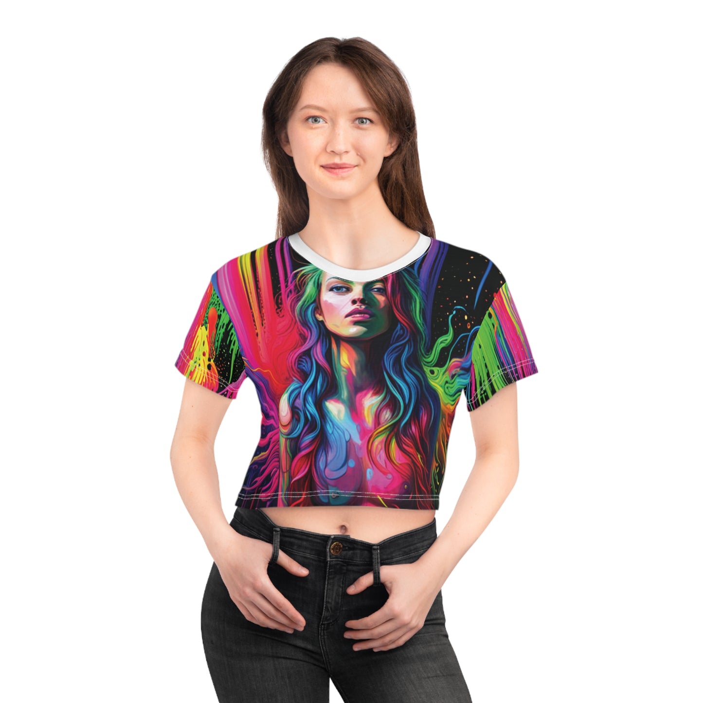 Neon Paint Woman Crop Tee