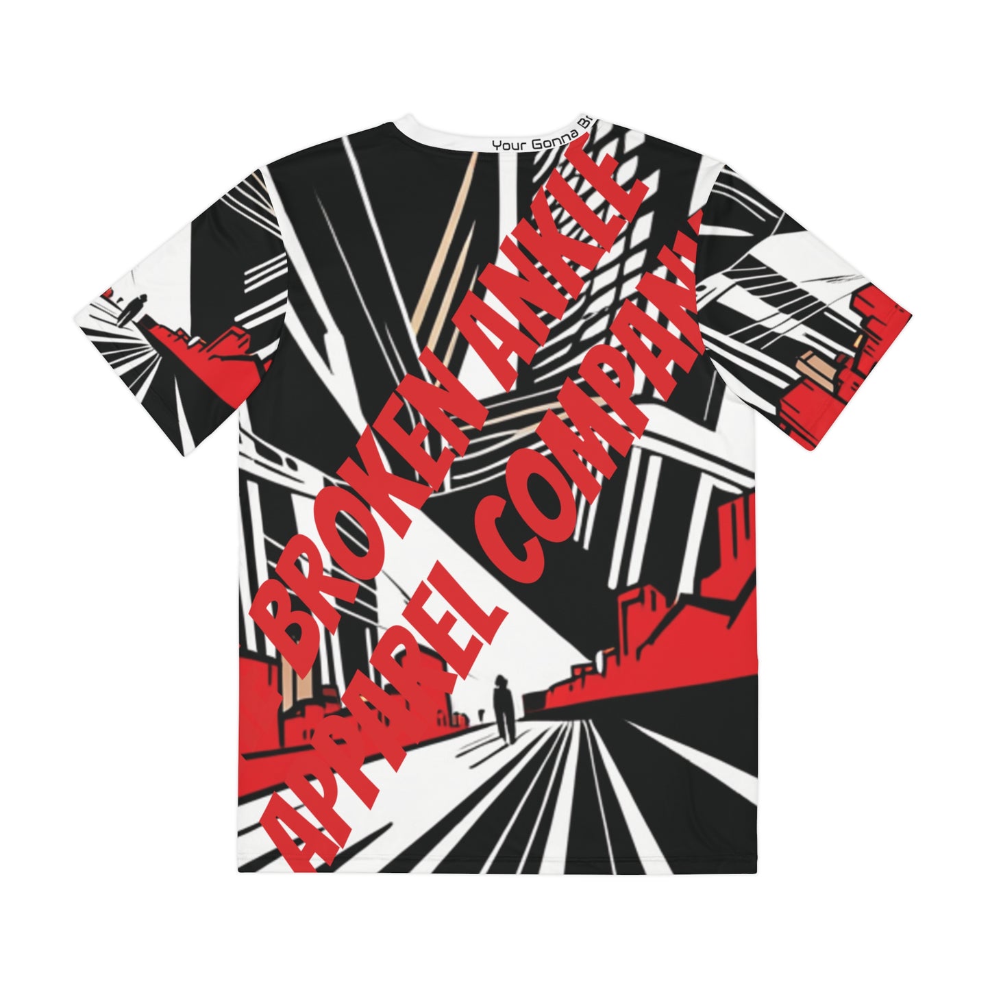 Red and Black City Men's Polyester Tee