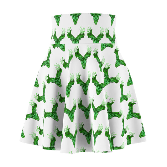 Women's Skater Skirt Neon Green Deer