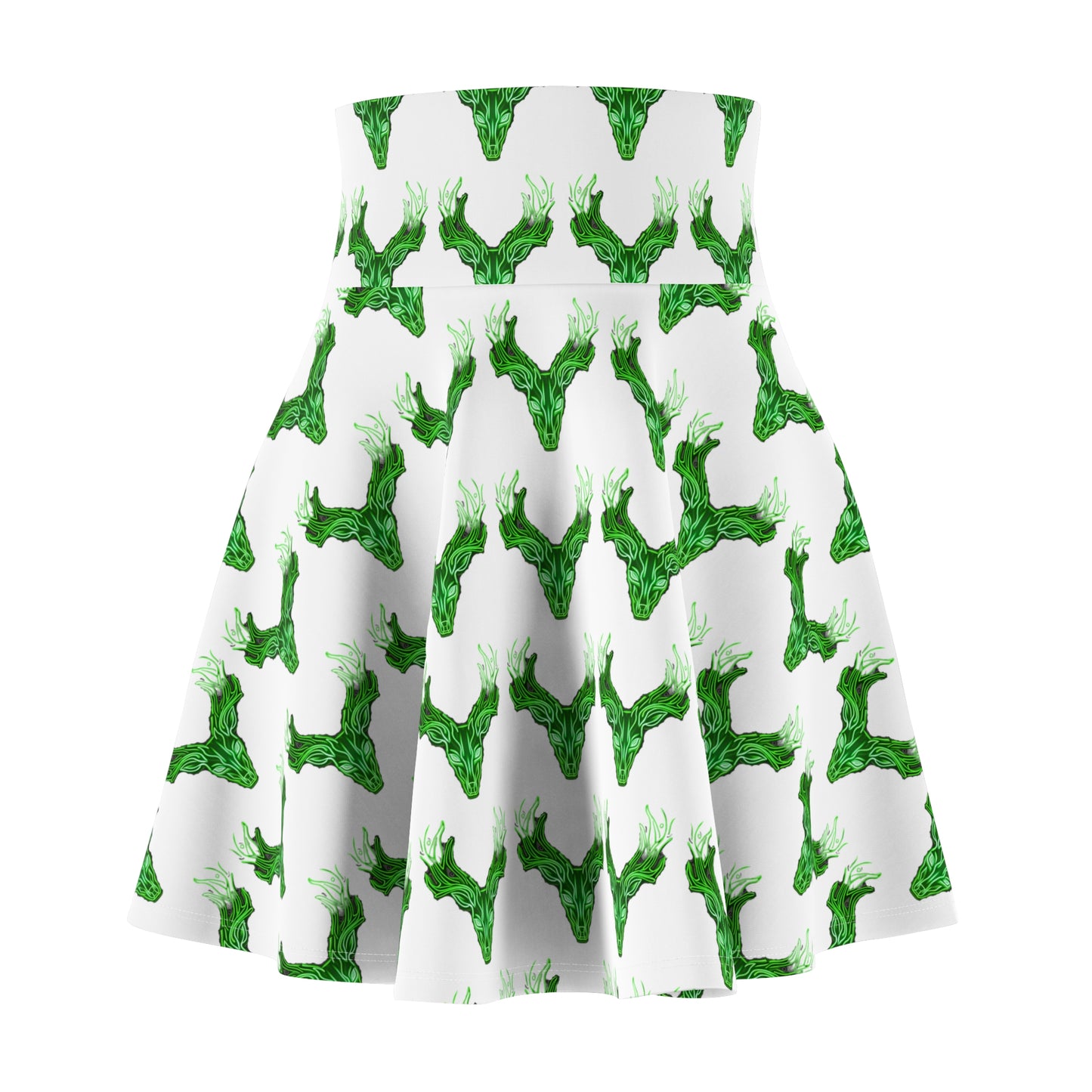 Women's Skater Skirt Neon Green Deer