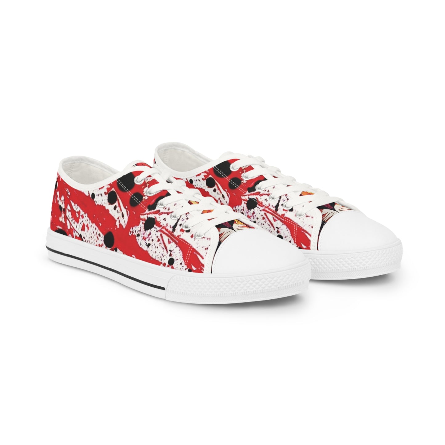 Lion Head Red Splatter Background Men's Low Top Sneakers