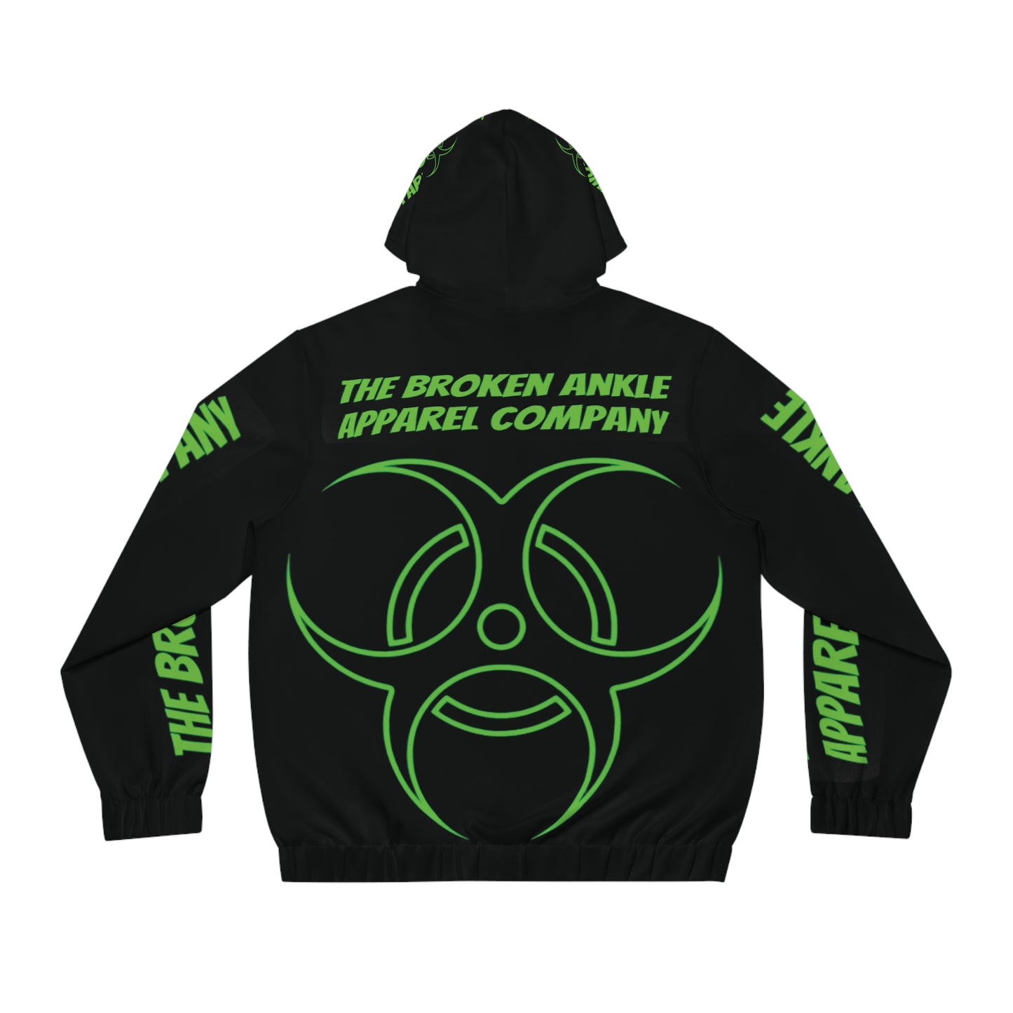 The Broken Ankle Apparel Company Green Logo Zip Up Hoodie