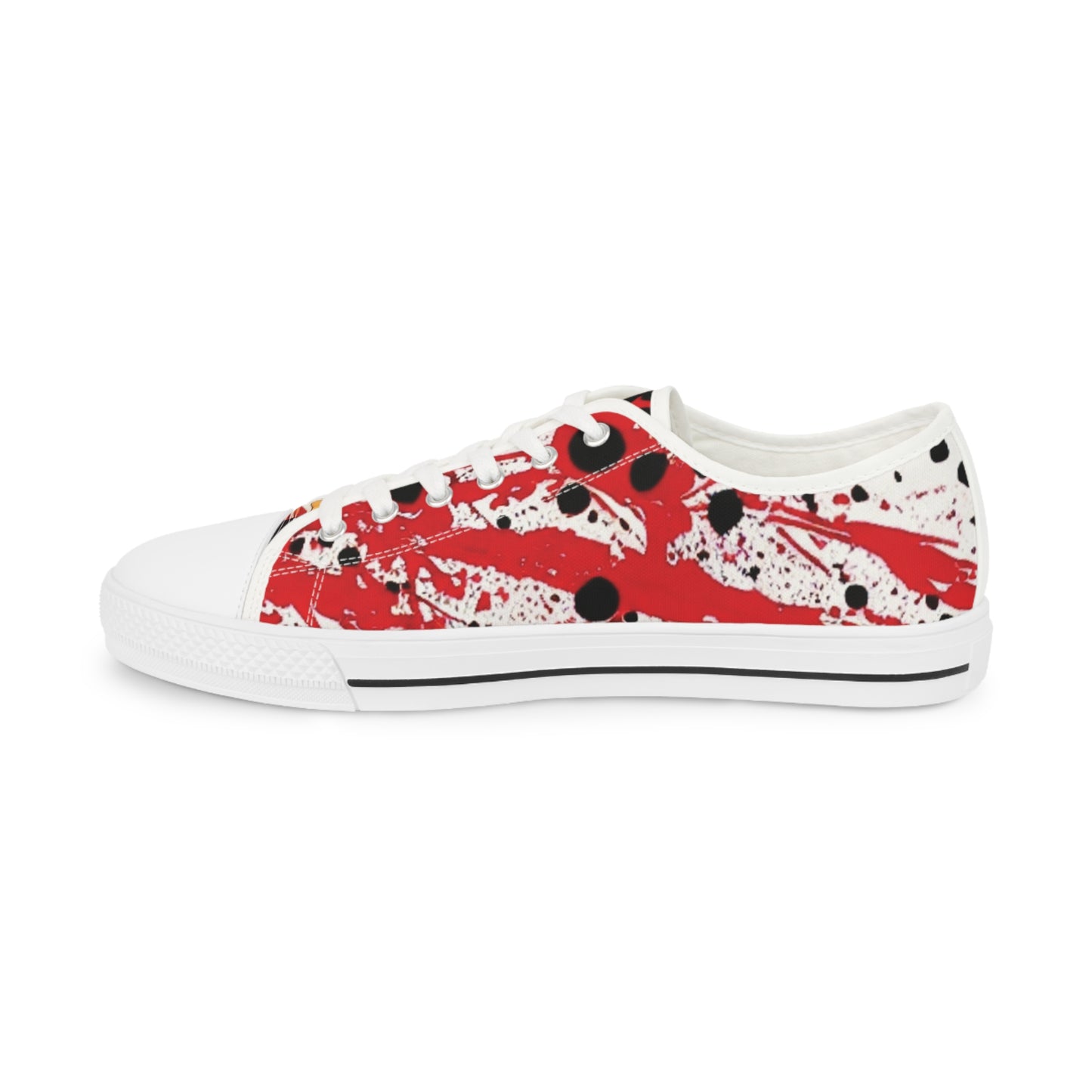 Lion Head Red Splatter Background Men's Low Top Sneakers