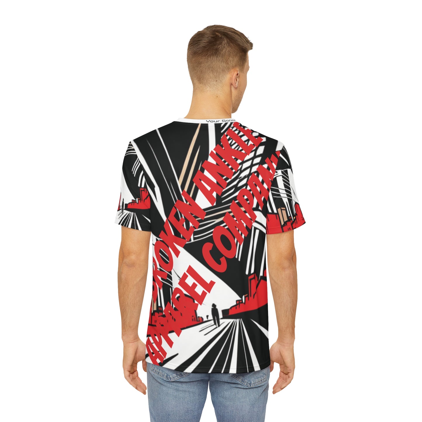 Red and Black City Men's Polyester Tee