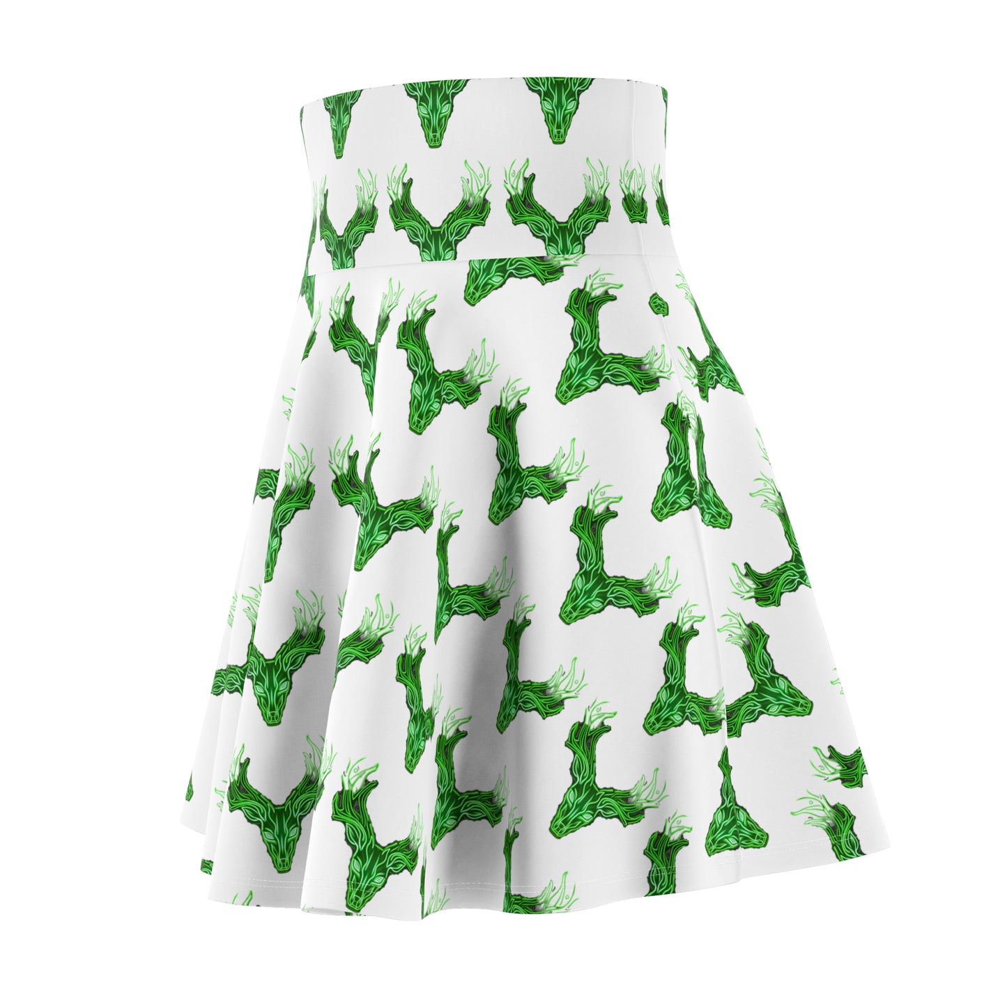 Women's Skater Skirt Neon Green Deer