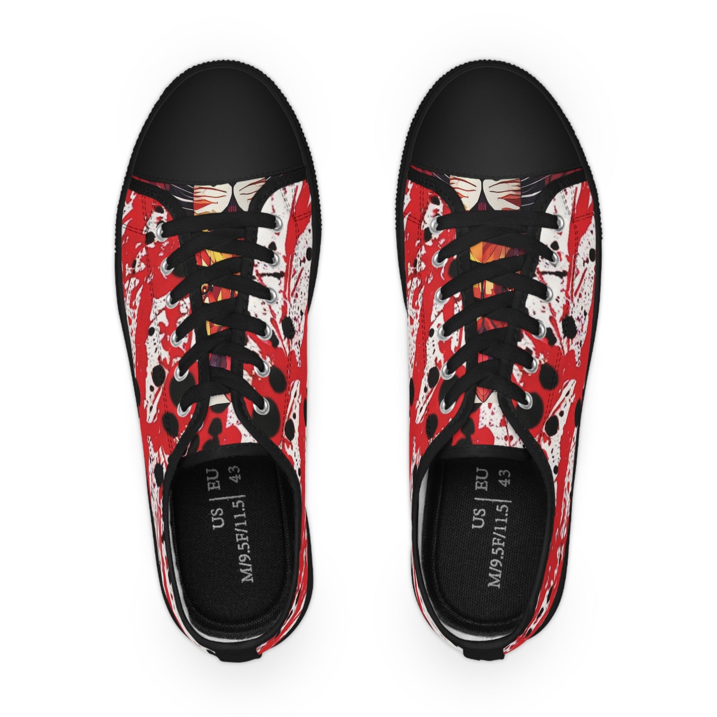 Lion Head Red Splatter Background Men's Low Top Sneakers