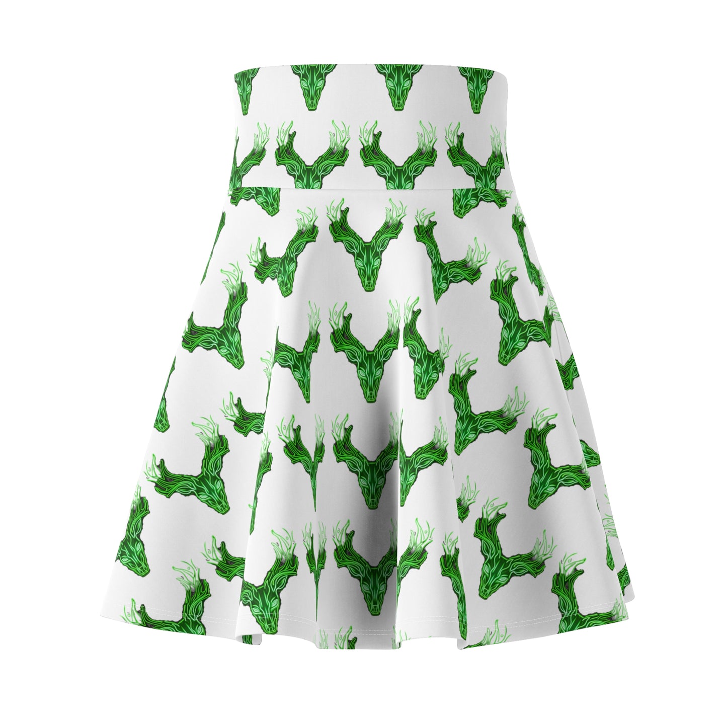 Women's Skater Skirt Neon Green Deer