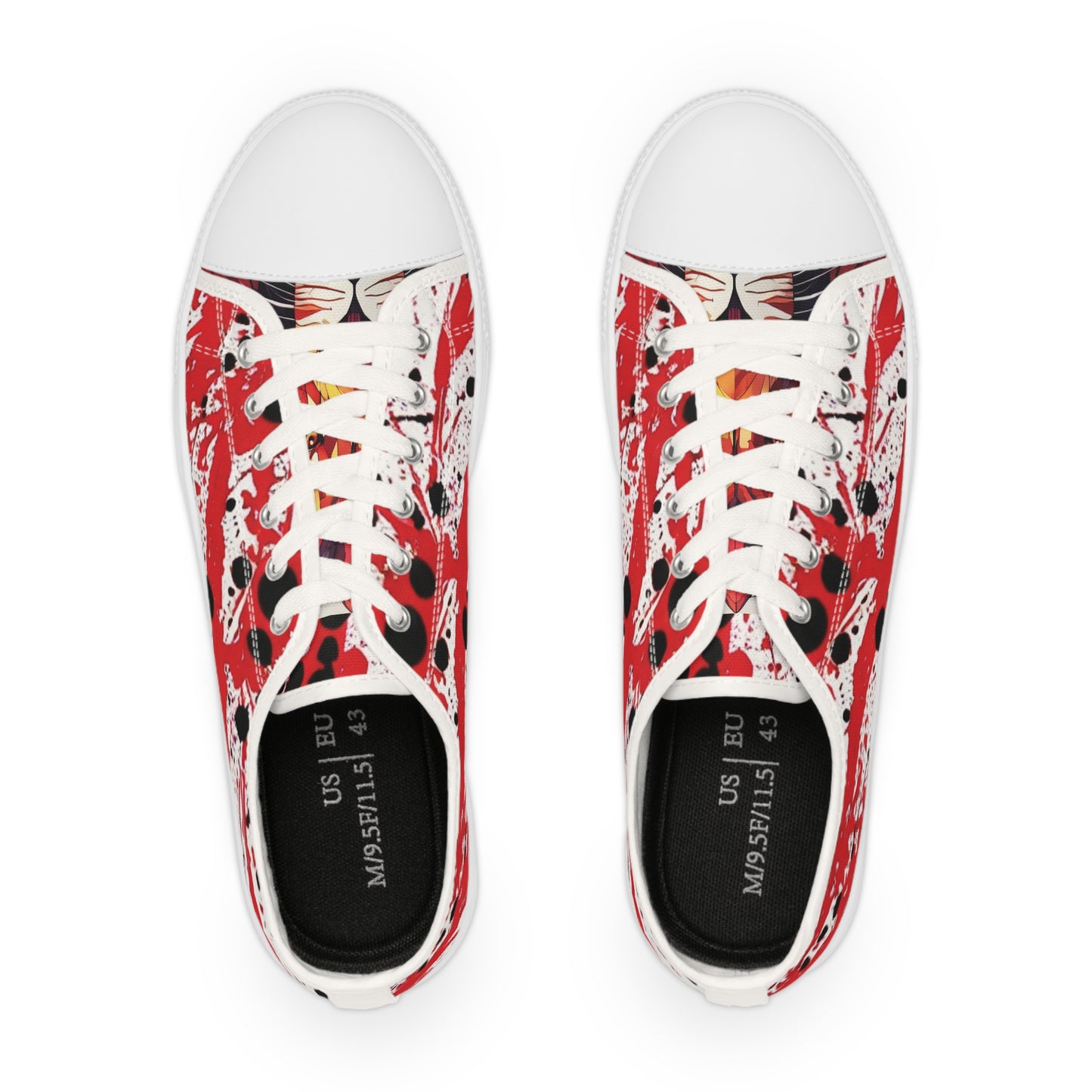 Lion Head Red Splatter Background Men's Low Top Sneakers