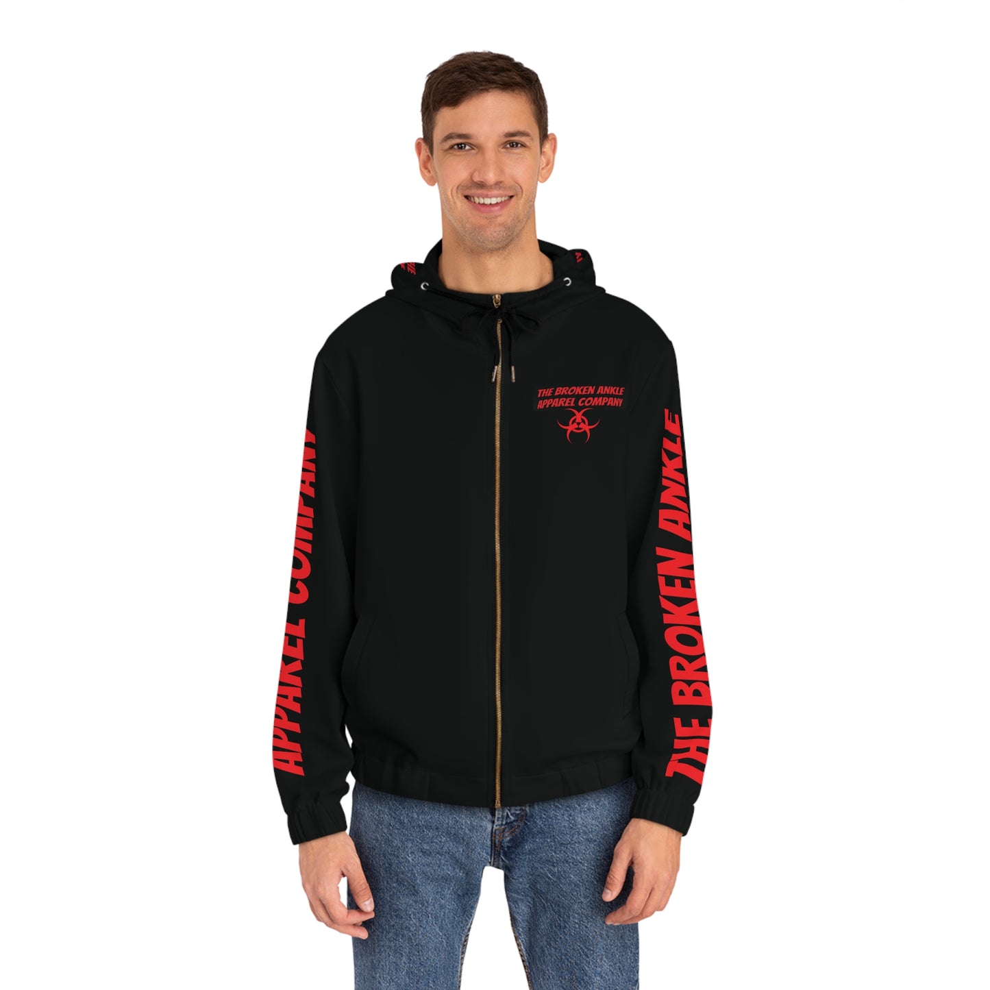 The Broken Ankle Apparel Company Red Logo Zip Up Hoodie