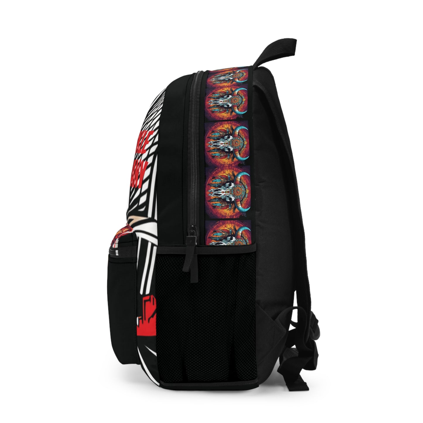 Logo with Red and Black City w/Buffalo Skull Backpack