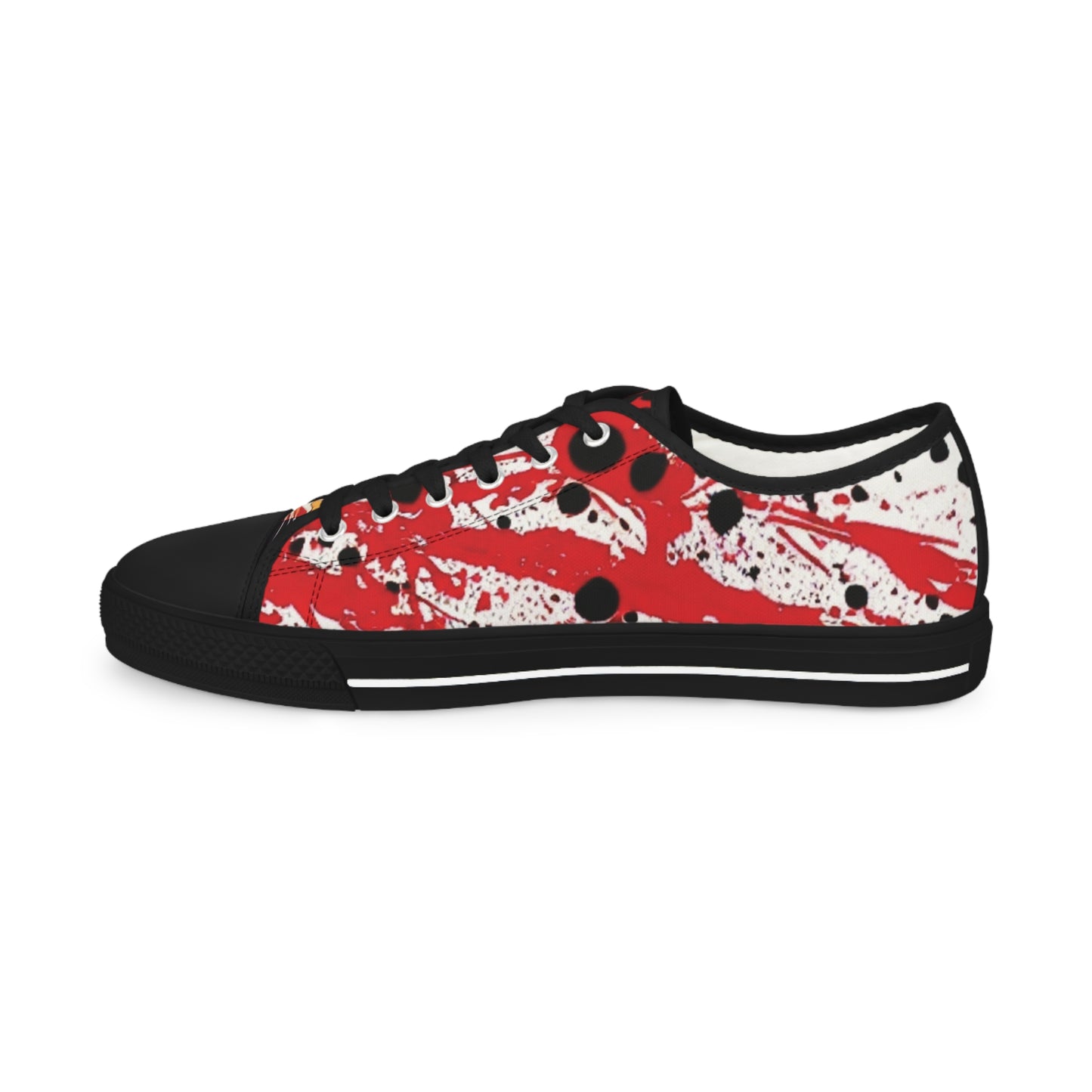 Lion Head Red Splatter Background Men's Low Top Sneakers