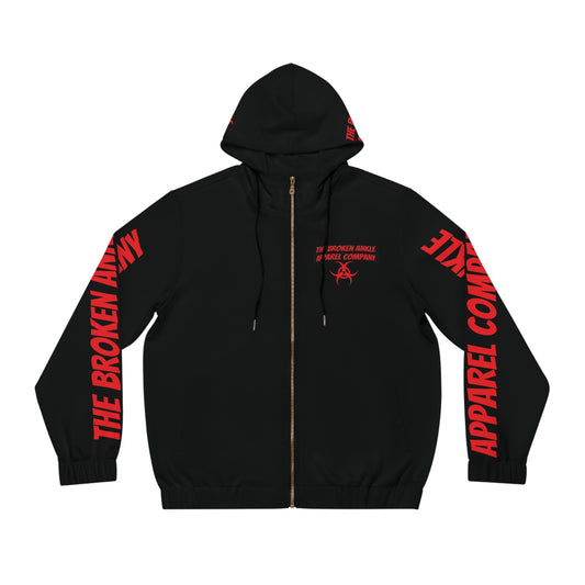 The Broken Ankle Apparel Company Red Logo Zip Up Hoodie