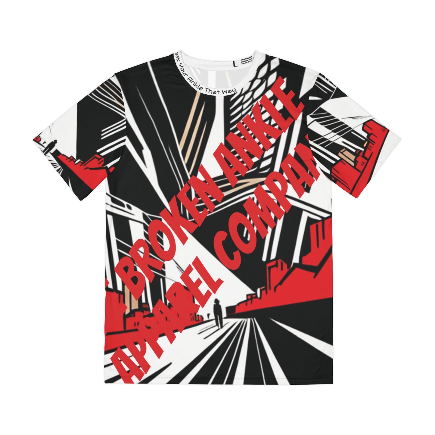 Red and Black City Men's Polyester Tee