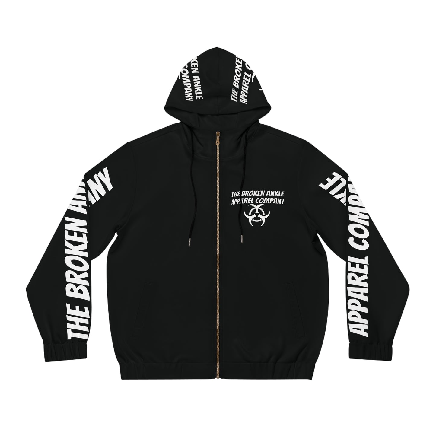 The Broken Ankle Apparel Company White Logo Zip Up Hoodie