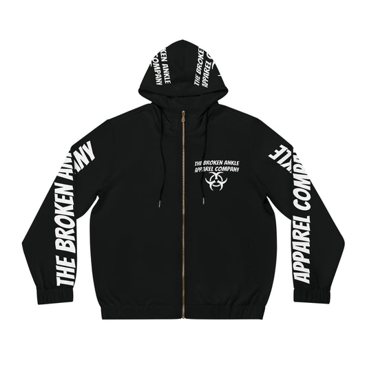 The Broken Ankle Apparel Company White Logo Zip Up Hoodie